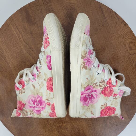 Aeropostale Women's‎ Sneakers 7 Multi Floral Print Canvas High Round Toe Lace Up - Picture 3 of 12